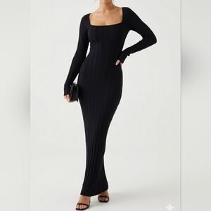 THIRD FORM Ribbed knit maxi Sheer dress in black Size 4